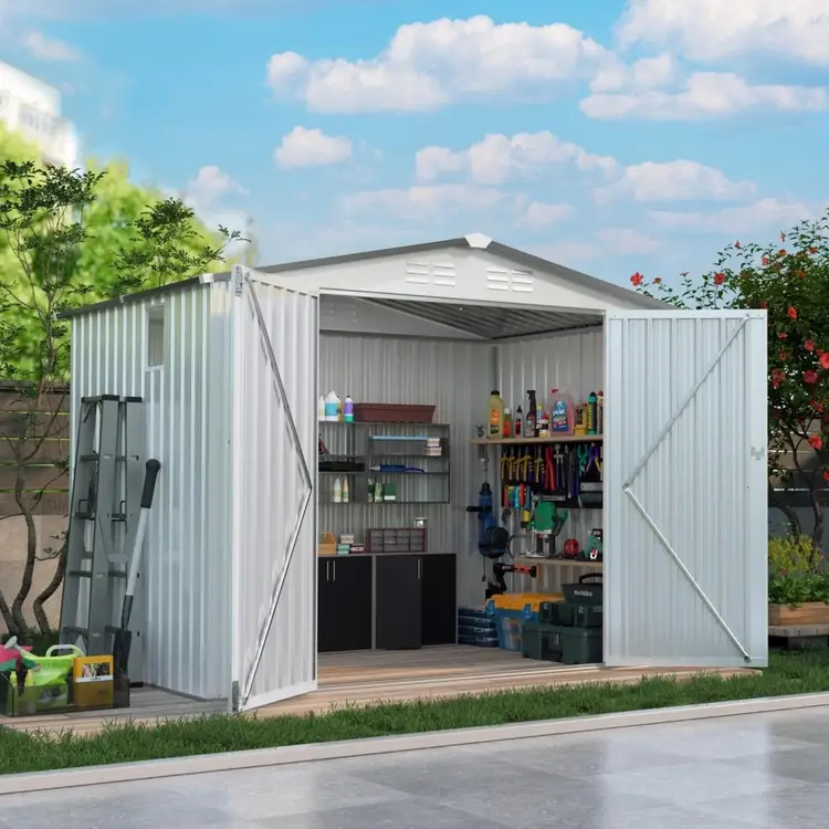 8x5.7x6ft storage steel garden shed 750x750
